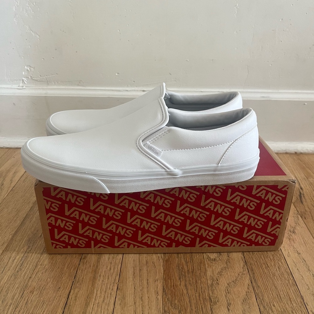 Vans Men's Classic White Slip-On Sneakers